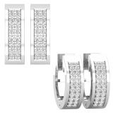 0.38 Carat (ctw) Round Blue Diamond Screw Back Earrings for Mens | 18K White Gold