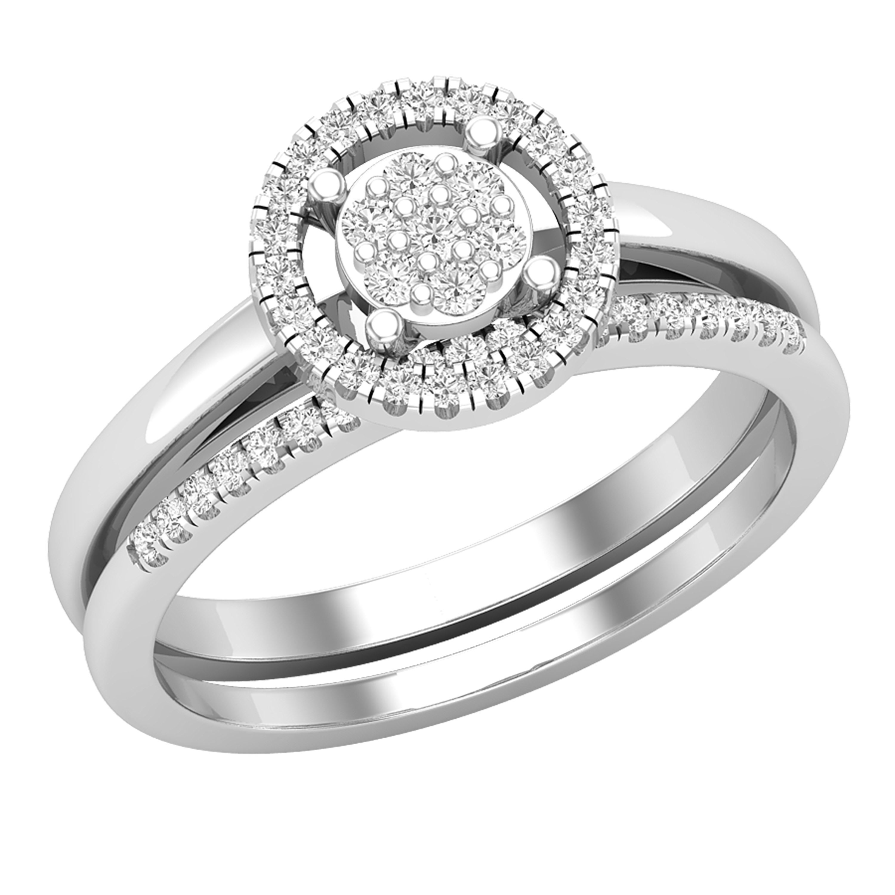 0.25 Carat (ctw) Round White Diamond Ladies Engagement Bridal Wedding Ring Set for Women 1/4 CT 925 Sterling Silver