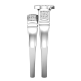 Round White Diamond Cluster Head Ribbed Shank Bridal Ring Set for Women (0.20 ctw Color I-J Clarity I2-I3) in 925 Sterling Silver