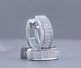 0.25 Carat (ctw) Round White Diamond Double Row Mini Petite Huggie Hoop Earrings for Women | 18K White Gold