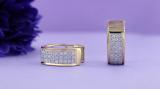 0.40 Carat (ctw) Round White Diamond Triple Row Mini Petite Huggie Hoop Earrings for Women in 14K Yellow Gold