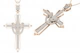 Round White Diamond Divine Cross Pendant Adorned with Diamond Studded Garland for men with 18 Inch Gold Chain 1/2 CT (0.50 ctw, Color I-J, Clarity I2-I3), 10K Rose Gold
