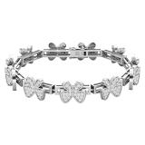 Round White Diamond Multiple Butterfly Set on Rectangular Link Bar Dainty Bracelet for Her (2.43 ctw Color I-J Clarity I2-I3) 10K White Gold