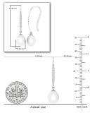 8mm Oval Cultured Freshwater Pearl & 0.18 Carat (ctw) Round White Diamond Single String Dangle Drop Earrings for Women | 14K White Gold