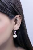 8mm Round Cultured Freshwater Pearl & 6X4mm Oval Amethyst with 0.17 ct. Round White Diamond Push Back Infinity Loop Dangle Earrings for Women, 925 Sterling Silver