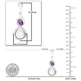 8mm Round Cultured Freshwater Pearl & 6X4mm Oval Amethyst with 0.17 ct. Round White Diamond Push Back Infinity Loop Dangle Earrings for Women, 925 Sterling Silver