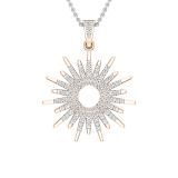 Round White Diamond, Hollow Center Sun Rays Slider Pendant Necklace with 18 Inch Silver Chain for Women 1/4 CT (0.28 ctw, Color I-J, Clarity I2-I3), 10K Rose Gold