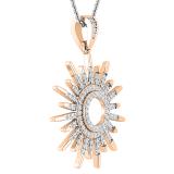 Round White Diamond, Hollow Center Sun Rays Slider Pendant Necklace with 18 Inch Silver Chain for Women 1/4 CT (0.28 ctw, Color I-J, Clarity I2-I3), 10K Rose Gold