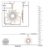 Round White Diamond, Hollow Center Sun Rays Slider Pendant Necklace with 18 Inch Silver Chain for Women 1/4 CT (0.28 ctw, Color I-J, Clarity I2-I3), 10K Rose Gold