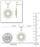 Round Cubic Zirconia Hollow Center Sun Rays Slider Pendant Necklace with 18 Inch Silver Chain for Women 1/4 CT (0.42 ctw Color White Clarity Clean) 14K Yellow Gold