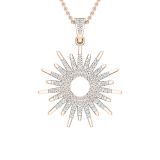 Round White Diamond, Hollow Center Sun Rays Slider Pendant Necklace with 18 Inch Gold Chain for Women 1/4 CT (0.28 ctw, Color I-J, Clarity I1-I2), 14K Rose Gold