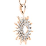 Round White Diamond, Hollow Center Sun Rays Slider Pendant Necklace with 18 Inch Gold Chain for Women 1/4 CT (0.28 ctw, Color I-J, Clarity I1-I2), 14K Rose Gold