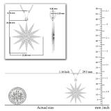 Round White Cubic Zirconia Contemporary Double Starburst Pendant Necklace with 18 Inch Silver Chain for Women (0.66 ctw Color White Clarity Clean) | 10K White Gold