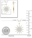 Round White Cubic Zirconia Contemprorary Double Starburst Pendant Necklace with 18 Inch Gold Chain for Women (0.66 ctw Color White Clarity Clean) | 14K Yellow Gold