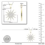 Round White Cubic Zirconia Contemprorary Double Starburst Pendant Necklace with 18 Inch Gold Chain for Women (0.66 ctw Color White Clarity Clean) | 14K Yellow Gold