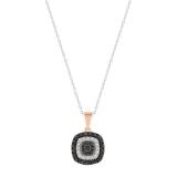 0.35 Carat (ctw) Round Black & White Diamond Alternating Double Cushion Frame Cluster Pendant for Women | 18K Rose Gold