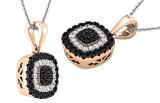 0.35 Carat (ctw) Round Black & White Diamond Alternating Double Cushion Frame Cluster Pendant for Women | 18K Rose Gold