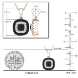 0.35 Carat (ctw) Round Black & White Diamond Alternating Double Cushion Frame Cluster Pendant for Women | 18K Rose Gold