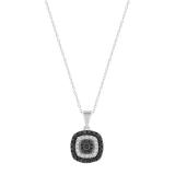 0.35 Carat (ctw) Round Black & White Diamond Alternating Double Cushion Frame Cluster Pendant for Her | 10K White Gold