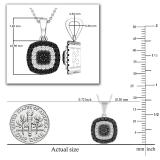 0.35 Carat (ctw) Round Black & White Diamond Alternating Double Cushion Frame Cluster Pendant for Her | 10K White Gold