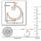 Round White Diamond Three Stone Half Cresent Moon With Tiny Star Pendant for Her (0.10 ctw, Color I-J, Clarity I1-I2) in 18K Rose Gold
