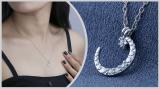 Round White Diamond Three Stone Half Cresent Moon With Tiny Star Pendant for Her (0.10 ctw, Color I-J, Clarity I2-I3) in 925 Sterling Silver