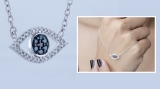 Round Multi Diamond Evil Eye Pendant for Women | (0.16 ctw Color I-J Clarity I2-I3) 925 Sterling Silver