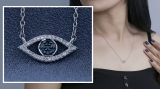 Round Multi Diamond Evil Eye Pendant for Women | (0.16 ctw Color I-J Clarity I1-I2) 14K White Gold