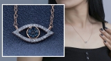 Round Multi Diamond Evil Eye Pendant for Women | (0.16 ctw Color I-J Clarity I1-I2) 18K Rose Gold