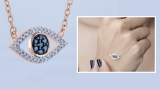 Round Multi Diamond Evil Eye Pendant for Women | (0.16 ctw Color I-J Clarity I1-I2) 18K Rose Gold
