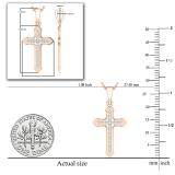Round White Diamond Religious Divine Gothic Style Cross Pendant for Her (0.13 ctw, Color I-J, Clarity I1-I2) | 18K Rose Gold