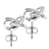 Round White Diamond Interlocking Open Love Knot Push Back Stud Earrings for Her (0.07 ctw, Color I-J, Clarity I2-I3), 925 Sterling Silver
