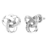 Round White Diamond Interlocking Open Love Knot Screw Back Stud Earrings for Women (0.07 ctw, Color I-J, Clarity I2-I3), 925 Sterling Silver