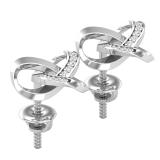 Round White Diamond Interlocking Open Love Knot Screw Back Stud Earrings for Women (0.07 ctw, Color I-J, Clarity I2-I3), 925 Sterling Silver