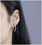 Round White Diamond Huggies Hoop Earrings for Her (0.44 ctw Color I-J Clarity I1-I2) | 10K White Gold