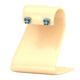 0.58 Carat (ctw) Round Blue and White Diamond Elegant Butterfly Shape Push Back Stud Earrings for Women, 14K White Gold