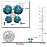 0.58 Carat (ctw) Round Blue and White Diamond Elegant Butterfly Shape Push Back Stud Earrings for Women, 14K White Gold