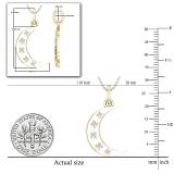 Round White Diamond Five Stone Dainty Half Crescent Moon  Pendant for Women (0.15 ctw, Color I-J, Clarity I1-I2) | 18K Yellow Gold