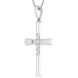 Round White Diamond Womens Cross Charm Pendant (0.21 ctw Color I-J Clarity I2-I3) | 925 Sterling Silver