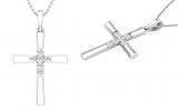 Round White Diamond Womens Cross Charm Pendant (0.21 ctw Color I-J Clarity I2-I3) | 925 Sterling Silver
