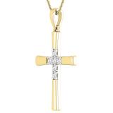 Round White Diamond Womens Cross Charm Pendant (0.21 ctw Color I-J Clarity I1-I2) | 18K Yellow Gold