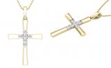 Round White Diamond Womens Cross Charm Pendant (0.21 ctw Color I-J Clarity I1-I2) | 18K Yellow Gold