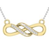 Round White Diamond Wide Double Infinity Swirl Pendant for Women with 18 Inch Silver Chain (0.05 ctw, Color I-J, Clarity I1-I2), 18K Yellow Gold