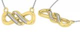 Round White Diamond Wide Double Infinity Swirl Pendant for Women with 18 Inch Silver Chain (0.05 ctw, Color I-J, Clarity I1-I2), 18K Yellow Gold