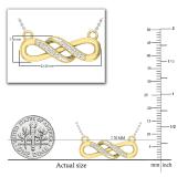 Round White Diamond Wide Double Infinity Swirl Pendant for Women with 18 Inch Silver Chain (0.05 ctw, Color I-J, Clarity I1-I2), 18K Yellow Gold