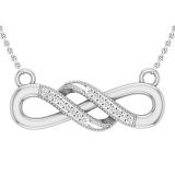 Round White Diamond Wide Double Infinity Swirl Pendant for Women with 18 Inch Gold Chain (0.05 ctw, Color I-J, Clarity I1-I2), 14K White Gold