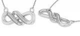 Round White Diamond Wide Double Infinity Swirl Pendant for Women with 18 Inch Gold Chain (0.05 ctw, Color I-J, Clarity I1-I2), 14K White Gold