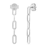 Minimalist Paperclip Link Chain Dangle Drop Stud Earrings for Women in 925 Sterling Silver in Push Back