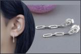 Minimalist Paperclip Link Chain Dangle Drop Stud Earrings for Women in 925 Sterling Silver in Push Back