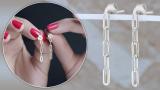 Minimalist Paperclip Link Chain Dangle Drop Stud Earrings for Women in 925 Sterling Silver in Push Back